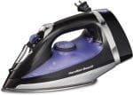 Hamilton Beach Steam Iron for Clothes & Garment Steamer with Smooth Press Stainless Steel Soleplate, 1200 Watts, 8’ Retractable Cord, Black (14214) - Image 2