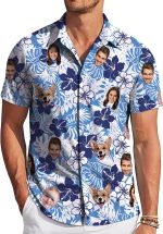 Hawaiian Shirt with Face Custom for Men Women Personalized Floral Aloha Button Down Shirt,Customized Gifts for Dad - Image 2