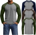 Huukeay 3 Pack Men's Long Sleeve Baseball Shirts, Crew Neck Raglan Cotton Blend Casual Vintage Jersey Sport Tee Tops - Image 2
