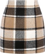 IDEALSANXUN Womens High Waist Plaid Skirt Bodycon Pencil Wool Mini Skirts - Image 2