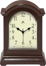Infinity Instruments Brown Antique Grandfather Tabletop Clock 9 x 6 Mantle Tabletop Clock Mini Desktop Table Mantel Decor Vintage Living Room Decor - Image 2