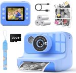 Instant Print Camera for Kids, 1080P Digital Video Cameras, Christmas Birthday Gifts Toys for Age 3-12, Toddler Camera for 4 5 6 7 8 9 10 Year Old Boys - Blue - Image 2