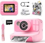 Instant Print Camera for Kids, 1080P Digital Video Cameras, Christmas Birthday Gifts Toys for Age 3-12, Toddler Camera for 4 5 6 7 8 9 10 Year Old Girls - Pink - Image 2