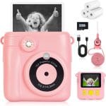 Instant Print Camera for Kids - 2.4 Inch Kids Camera Instant Print with Paper & 32G Card- Digital Children Toys as Christams Birthday Gifts for Girls Boys Age 3-12 - Pink - Image 2