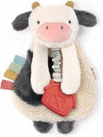Itzy Ritzy - Itzy Lovey Including Teether - Baby Lovey with Teether, Textured Ribbons & Dangle Arms - Features Crinkle Sound, Sherpa Fabric and Minky Plush (Cow) - Image 2