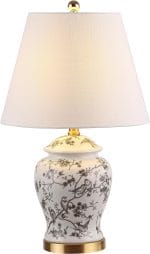 JONATHAN Y JYL3005C Penelope 22" Chinoiserie Classic LED Table Lamp Cottage Traditional Bedside Desk Nightstand for Bedroom Living Room Office College Bookcase LED Bulb Included, Gray/White - Image 2