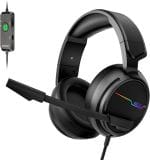Jeecoo V20U USB Pro Gaming Headset for PC - 7.1 Surround Sound Headphones with Noise Cancelling Microphone- Memory Foam Ear Pads RGB Lights for Laptops - Image 2