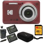 KODAK PIXPRO Friendly Zoom FZ55 Digital Camera (Red) Bundle with 32GB SD Card, Camera Case, and Battery Travel Charger (4 Items) - Image 2