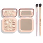 KYDA Baked Highlighter Contour Palette, Champagne Face Illuminator & Natural Matte Contour, Lasting Glow Face Sculpting Contouring Makeup, Buildable Shimmer Color, Sun Glow & Taupe - Image 2