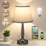 Kakanuo Touch Table Lamp for Bedroom, Small Bedside Lamp with USB C Charging Port, 3 Way Dimmable Touch Control Nightstand Lamp for Living Room and Office, LED Bulb Included - Image 2