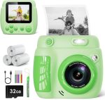 Kids Camera Instant Print - Christmas Birthday Gifts for Girls Boys Age 3-12, 1080P Video Digital Camera with 3 Rolls Printing Paper, Toddler Travel Toy Camera for 4 5 6 7 8 9 10 11 Year Old - Green - Image 2