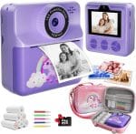 Kids Camera Instant Print, Dual-Lens Digital Video Camera with 32GB SD Card, 5-Color Paper, Portable Carry Case, Christmas Birthday Gift for Boys Girls Ages 3-12 - Image 2