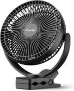Koonie 10000mAh Clip on Fan Rechargeable, 8-Inch Battery Operated Desk Fan, USB Fan, 4 Speeds, Strong Airflow, Sturdy Clamp for Golf Cart Office Desk Outdoor Travel Camping Tent Gym Treadmill,Black - Image 2