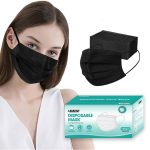 LEMENT 100 Pcs Disposable Face Masks, 3 Ply Face Masks Black Disposable Mask, (Disposable face mask) - Image 2