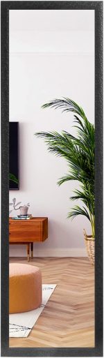 LFT HUIMEI2Y Door Mirror Full Length, Wall-Mounted Mirror Rectangle Tall with Engraving Frame for Bedroom, Living Room, Dressing Room, Black 50" x14" - Image 2