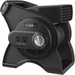 Lasko Portable Utility Fan, 12” 289 CFM Pivoting High Velocity Air Mover Blower Fan, 3 Speeds, 2 Accessory Outlets 120V, Black, U12104 - Image 2