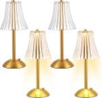 Liliful 4 Pcs LED Portable Cordless Table Lamp Touch Battery Operated Rechargeable Gold Desk Lamp 3 Color Dimmable for Bedroom Living Room Dining (Gold,Rose Style) - Image 2