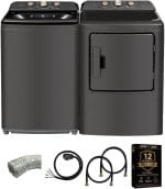 Midea Gray Top Load Washer and Dryer Pair MLTW41A1BGPR 4.1 Cu Ft High Efficiency Washer and 6.7 Cu Ft Electric Dryer with 2 Water Lines Dryer Vent Power Cable and 12 Month CPS Protection Pla - Image 2