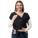 Momcozy Baby Wrap Carrier, Easy to Wear Infant Carrier Slings, Lightweight Hands Free Baby Sling, Adjustable Baby Carriers for Newborn to Toddler 8-35 lbs, Black - Image 2