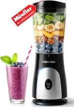 Mueller Smoothie Blender for Smoothies - Personal Blender for Shakes, Frozen Drinks, Baby Food & More, 15oz Travel Cup and Lid, Durable Stainless Steel Blades for Powerful Blending Performance, Black - Image 2