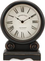 NIKKY HOME Mantel Clock, Retro Desk Clock Silent-Non-Ticking Battery Operated Wooden Mantel Clock for Living Room, Bedroom, Shelf Decoration, Fireplace, Farmhouse Decor - Image 2