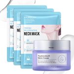 Neck Firming Cream and Neck Mask Set,Non-greasy Tighten Lift Firming Face Cream Skincare Moisturizer, 3 Pieces Deep Moisturizing Masks for Tightening, All Skin Type, 4 Pack - Image 2