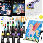 Nicpro 34PCS Kids Painting Set with Pattern Canvas, Art Painting Supplies Kit with 12 Acrylic Paints,10 Brushes,6 Canvas Panels,Table Easel,Paper Pad,Color Wheel,Palette for Beginner Student Toddlers - Image 2