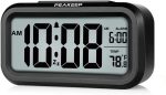 Peakeep Night Light Digital Alarm Clock Battery Operated with Indoor Temperature, Desk Small Clock (Black) - Image 2