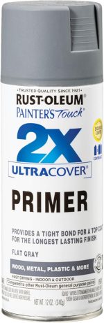 Rust-Oleum 334017 Painter's Touch 2X Ultra Cover Spray Primer, 12 oz, Flat Gray - Image 2