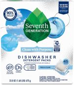 Seventh Generation Dishwasher Detergent Packs Free & Clear for sparkling dishes Dishwasher tabs 45 count - Image 2