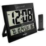 Sharp Atomic Clock - Never Needs Setting! - Jumbo 3" Easy to Read Numbers - Indoor/Outdoor Temperature Display with Wireless Outdoor Sensor - Gloss Black - Image 2