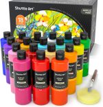 Shuttle Art 18 Colors Acrylic Paint Bottle Set (250ml/8.45oz), Rich Pigmented Bulk Painting Supplies for Artists, Beginners and Kids on Rocks Crafts Canvas Wood Ceramic - Image 2