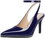 Soireelady Women's Slingback Heels Ankle Strap Pointed Toe Stilettos High Heel Beaded Pumps Dress Shoes 3.5 Inches - Image 2