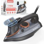 Steam Iron for Clothes with LCD Screen, 1700W Iron Non-Stick Ceramic Soleplate, Auto Shutoff, Self-Cleaning, Anti-Drip, Steam Burst, Spray Mist 10.14oz Water Tank Ironing Clothes for Home,Grey - Image 2