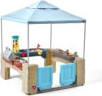 Step2 All Around Playtime Patio with Canopy Playset – Shaded Outdoor Playhouse for Kids with Realistic, Interactive Features, Room for Multiple Toddlers to Play – Dimensions: 60" H x 47.5" W x 47.5" D - Image 2