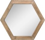 Stonebriar Decorative 24" Hexagon Hanging Wall Mirror with Natural Wood Frame and Attached Hanging Bracket, Rustic Farmhouse Decor for the Living Room, Bathroom, Bedroom, and Entryway Brown - Image 2
