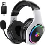 Tatybo 2.4GHz Wireless Gaming Headset for 40Hr+, Bluetooth 5.3 Wireless Headset with 360°Adjustable ENC Mic, Gaming Headphones for Ps5, Ps4, PC, Switch, Phone - Image 2