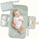 Tiny Twinkle Portable Diaper Changing Pad – Foldable, Waterproof & Compact Travel Changing Mat with Storage | Smart Wipes Pocket for On-The-Go Parents(Sage Checkers) - Image 2