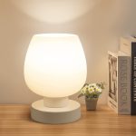 Touch Bedside Table Lamp - Modern Small Lamp for Bedroom Living Room Nightstand, Desk lamp with White Opal Glass Lamp Shade, Warm LED Bulb, 3 Way Dimmable, Simple Design - Image 2