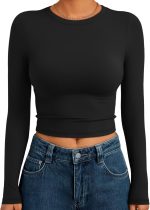 Trendy Queen Womens Long Sleeve Crop Tops Basic Slim Fitted Shirts Fashion 2025 Going Out Y2k Tops Teen Girl Clothes - Image 2