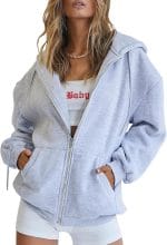 Trendy Queen Womens Zip Up Hoodies Oversized Sweatshirts Fall School Fashion Outfits Casual Jackets 2025 Winter Clothes - Image 2