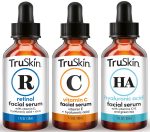 TruSkin Face Serum Trio – Hyaluronic Acid, Vitamin C & Retinol Serum for Face – Anti Aging Skin Care Set for Women – Skincare for Bright, Smooth, Hydrated & Firmer-Looking Skin, 1 fl oz, 3 Bottles - Image 2