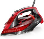 Utopia Home Steam Iron for Clothes - Non-Stick Soleplate - 1800W Clothes Iron With Auto-Off Safety Feature - Adjustable Thermostat Control, Variable Steam Control, Self-Clean, 8 Feet Cord (Black/Red) - Image 2