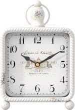 Vintage White Table Clock on Stand, Desk and Shelf Decor Clock, French Rustic Style Non-Ticking Mantel Clocks for Farmhouse, Living Room, Bedroom, Bedside, Gift (8.5" H x 5.5" W) - Image 2