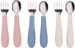 WeeSprout Toddler Utensils, 3 Forks & 3 Spoons, 18/8 Stainless Steel & Food Grade Silicone, Thick Easy-Grip Handles, Perfect Length For New Self Feeders, Gentle On Gums & Teeth, Dishwasher Safe - Image 2