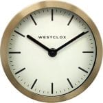 Westclox Contemporary Table & Wall Clock for Home or Office – 6-Inch Round Analog Clock with Brushed Gold Metal Frame, Folding Stand & Wall Mount (Gold, 6-Inch) - Image 2