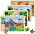 Wooden Puzzles Dinosaur Toys for Kids Ages 3-5, Set of 4 Packs with 20-Piece Wood Jigsaw Puzzles, Preschool Educational Brain Teaser Boards for Boys and Girls 3 4 5 6 Years Old - Image 2