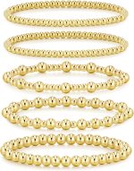 adoyi Gold Bracelets for Women Waterproof, 14K Gold Plated Beaded Strand Bead Ball Bracelets stack Adjustable Jewelry Set for Gifts - Image 2