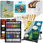 koseibal Acrylic Paint Set for Kids, Art Painting Supplies Kit with 18 Paints, 5 Canvas Panels, 8 Brushes, Table Easel, Etc, Premium Paint Set for Students, Artists and Beginner - Image 2