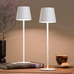 uuffoo 2 Pack Rechargeable Table Lamp with Timer Battery Operated Cordless Table Lamps with 3 Colors Stepless Dimming, Desk Night Light for Restaurant, Patio, Bedroom, Bar (White) - Image 2